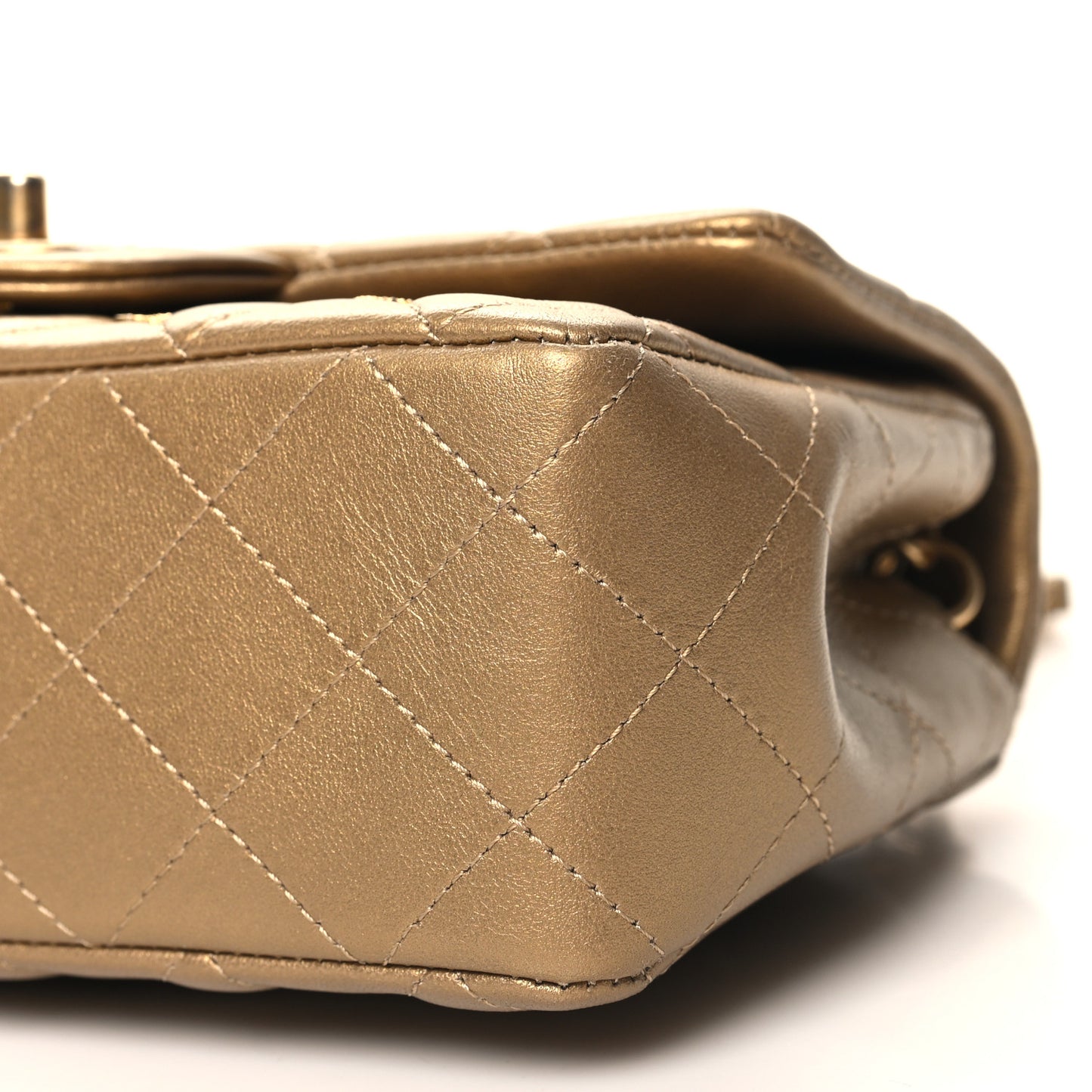 Metallic Lambskin Quilted Egyptian Amulet Mini Rectangular Flap  Gold