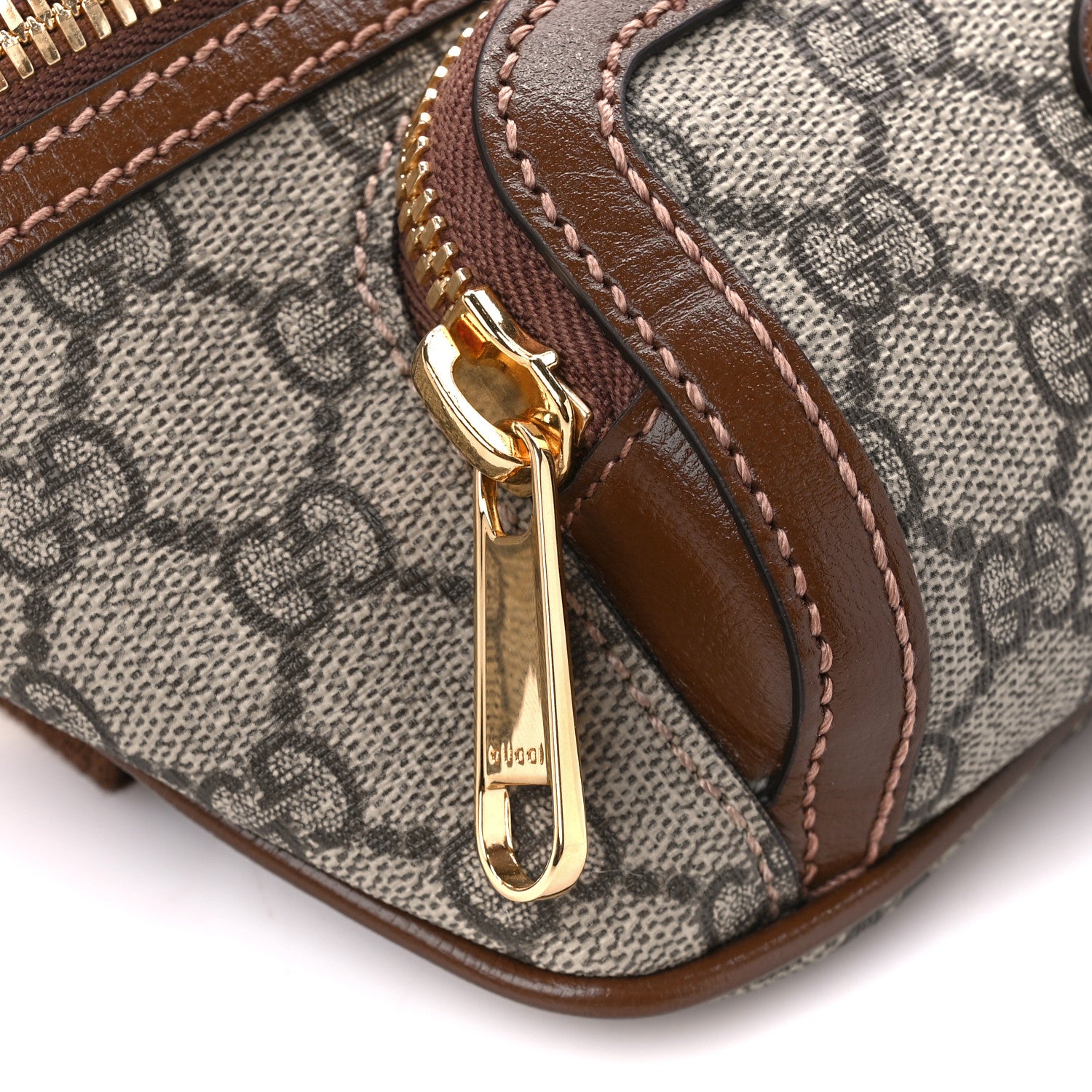 Gucci GG Supreme Monogram Textured Calfskin Retro Interlocking G Belt Bag Beige Ebony Brown Sugar 11 of 12