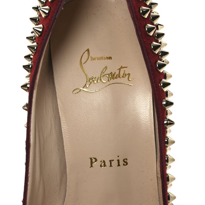 Christian Louboutin Veau Velours Calf Hair Leopard Lady Peep Spikes 150 Pumps 38 Red 9 of 13
