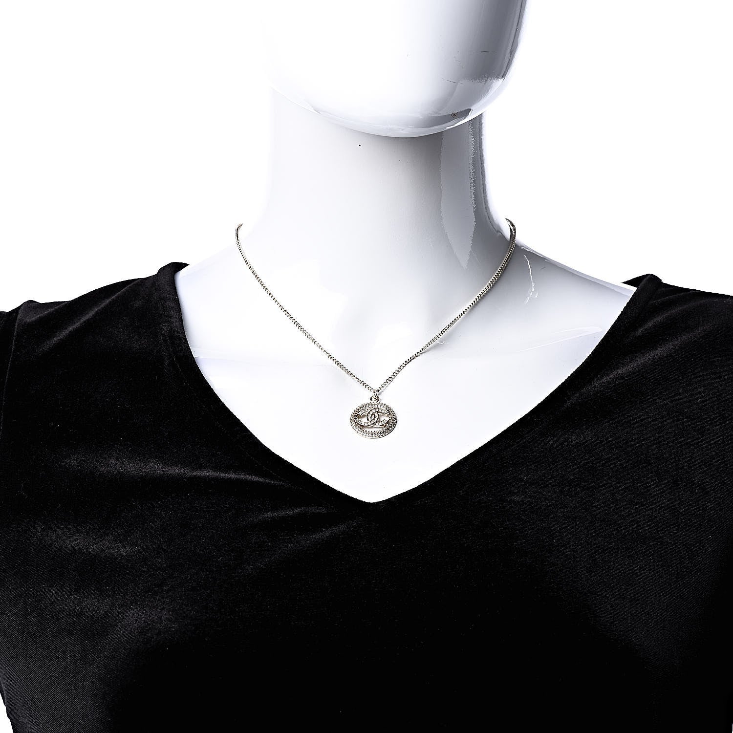 Chanel Crystal CC Medallion Pendant Necklace Gold 2 of 6