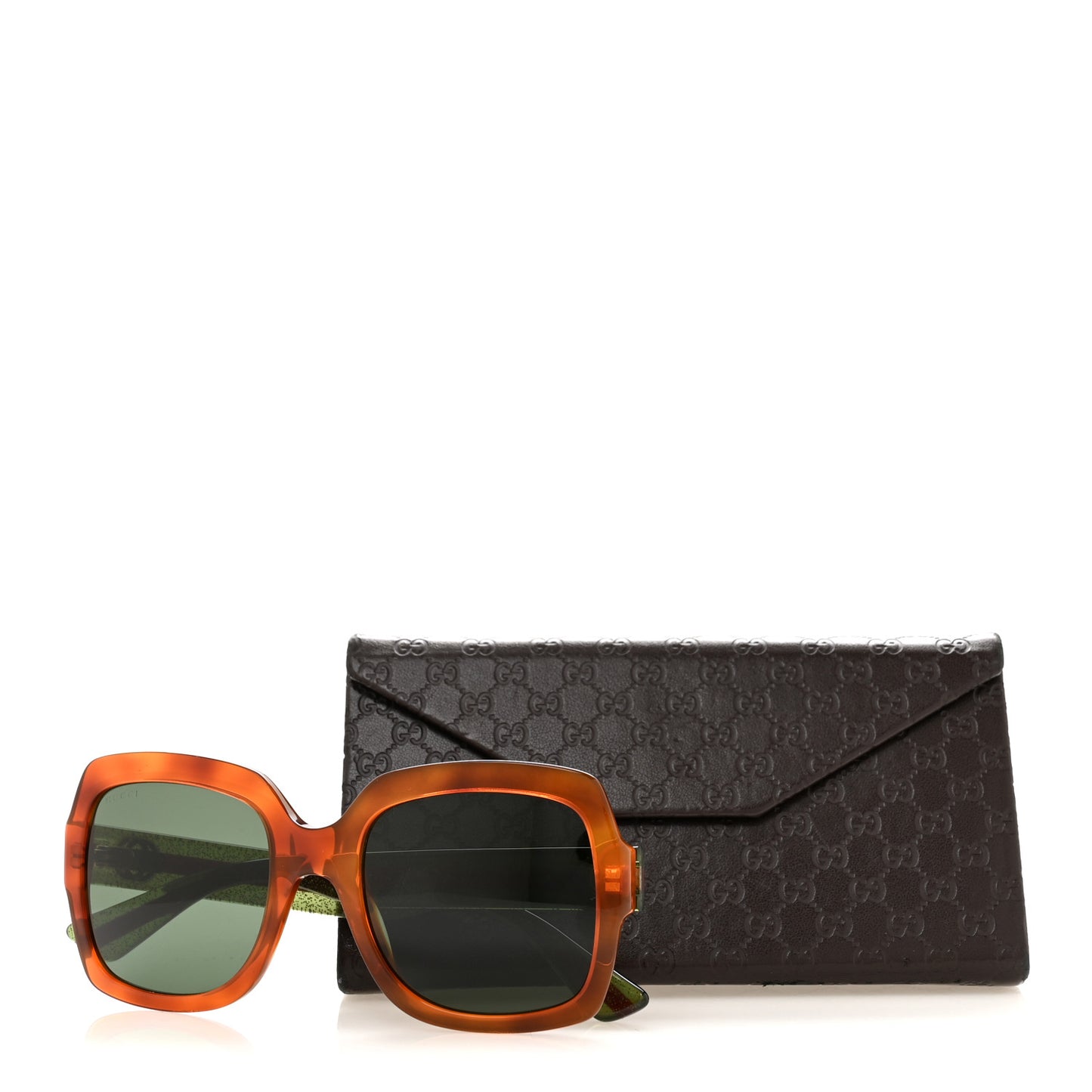 Acetate Square Frame Web Glitter Sunglasses GG0036S Black Green
