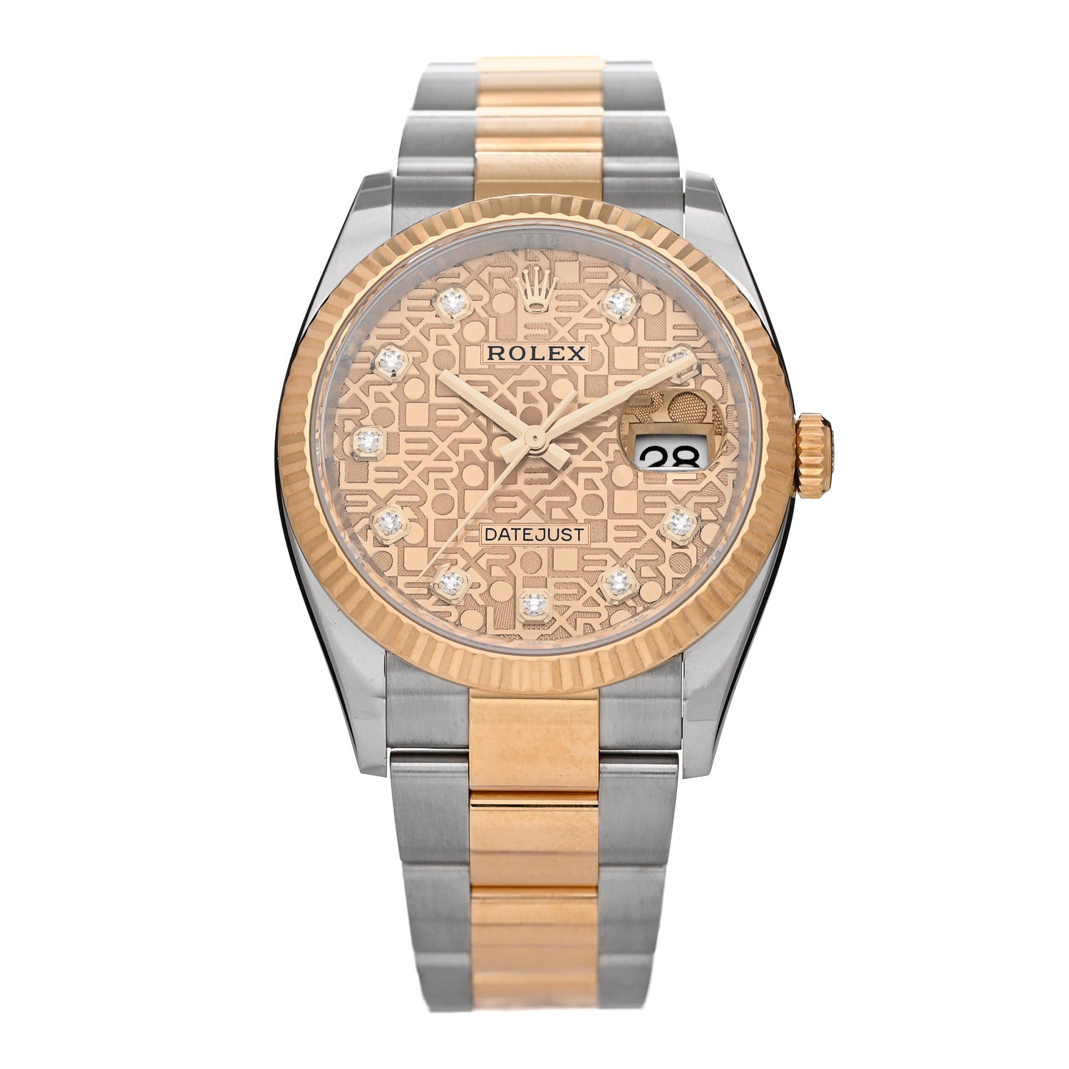 Rolex Stainless Steel 18K Yellow Gold Diamond 36mm Oyster Perpetual Datejust Watch Champagne Jubilee 126233 2 of 5