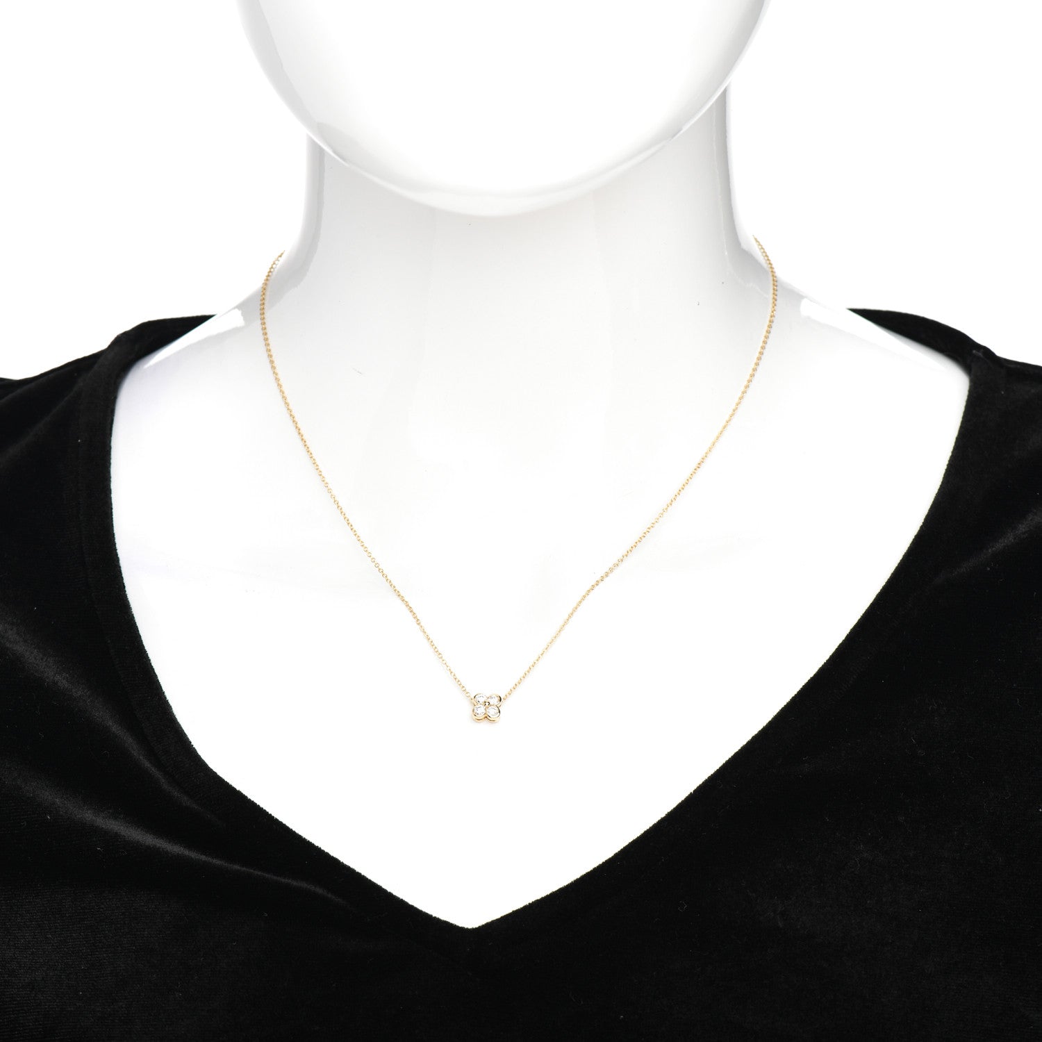 Tiffany 18K Yellow Gold Diamond Flower Pendant Necklace 2 of 5