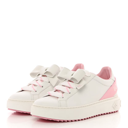 Louis Vuitton Calfskin Time Out Bow Sneakers 37 White Pink 3 of 13