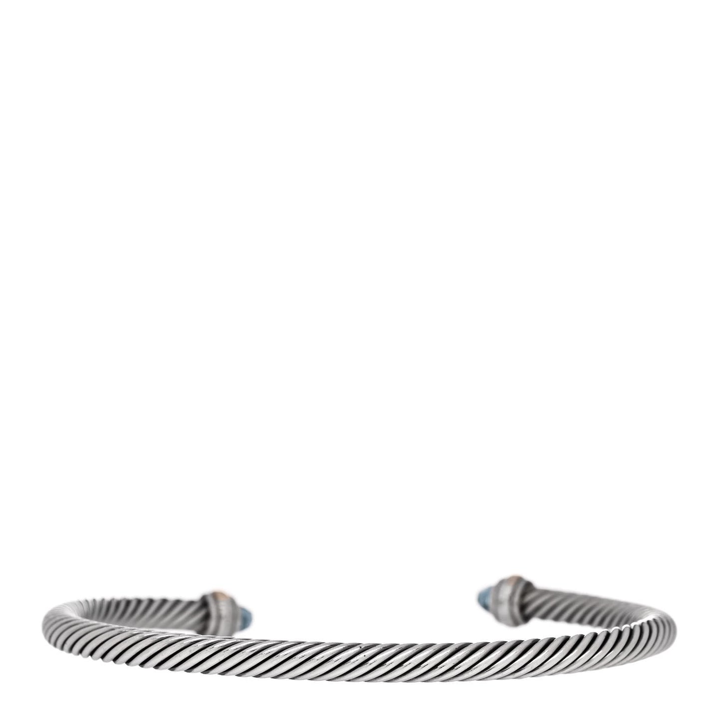 Sterling Silver 18K Yellow Gold Blue Topaz 4mm Cable Classics Bracelet