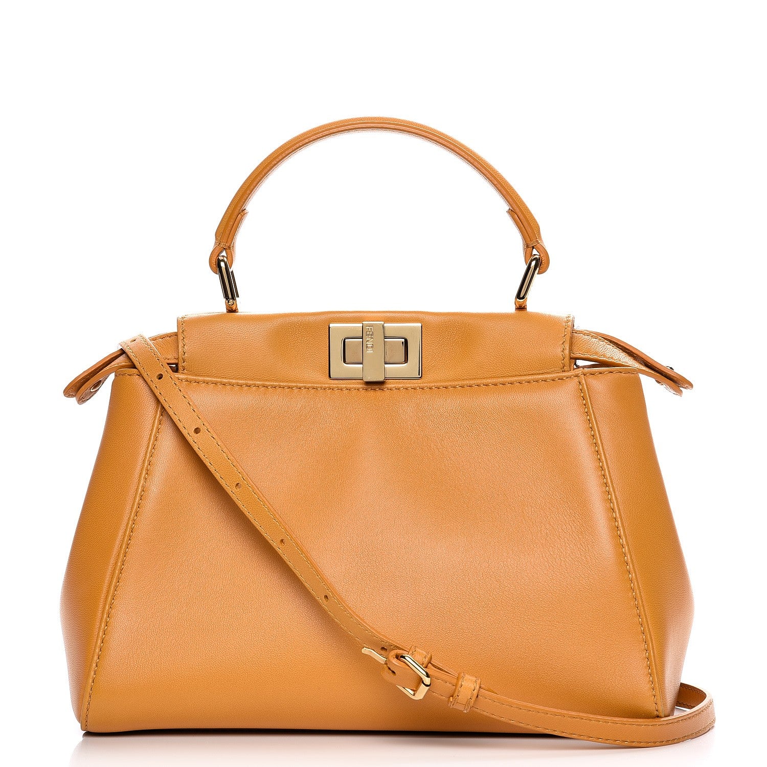 Fendi Nappa Mini Peekaboo Iconic Satchel Giallo Syrup 1 of 9