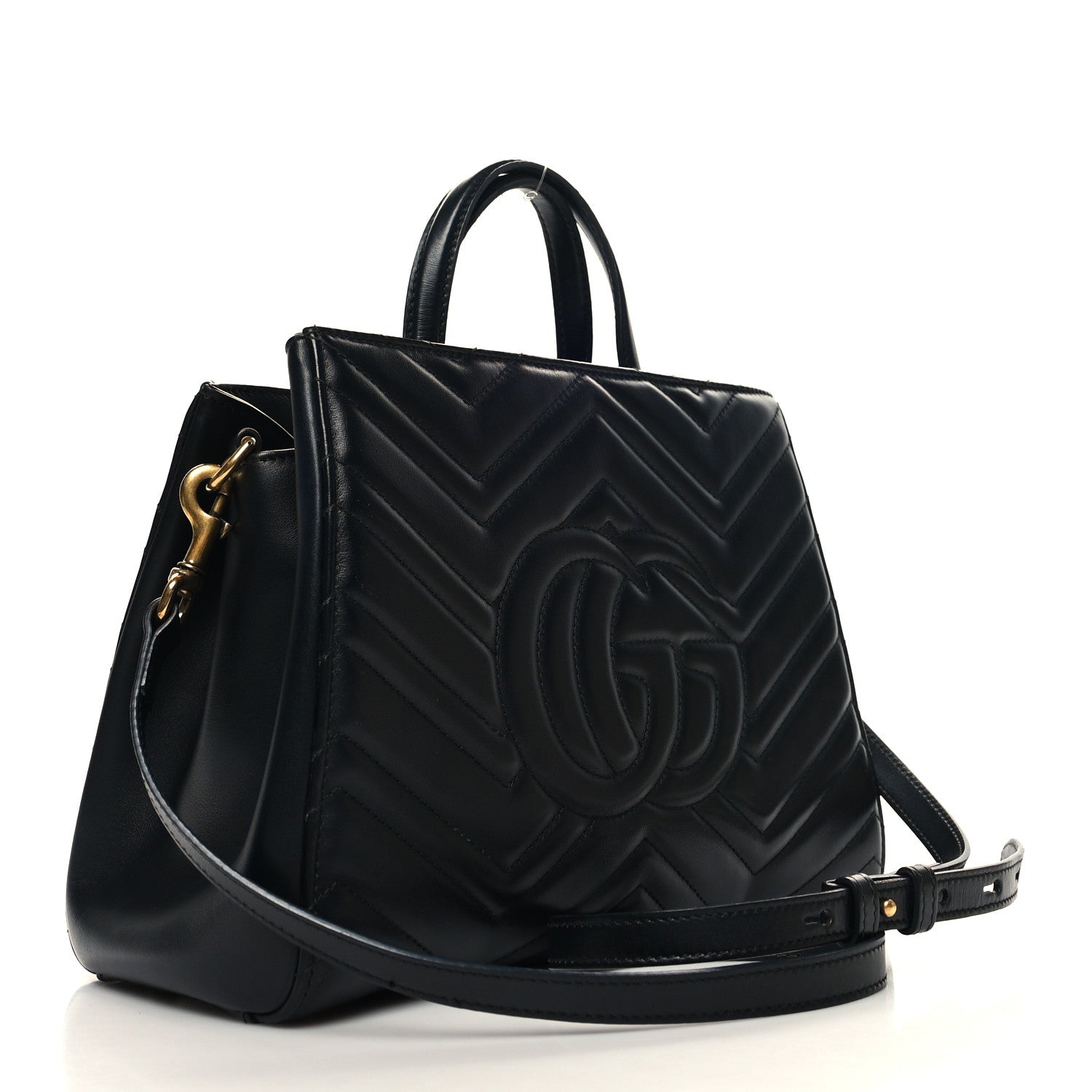 Gucci Calfskin Matelasse Small GG Marmont Tote Black 3 of 11
