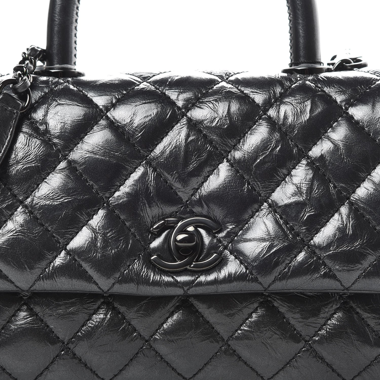 Chanel Aged Calfskin Quilted Mini Coco Handle Flap So Black 8 of 11