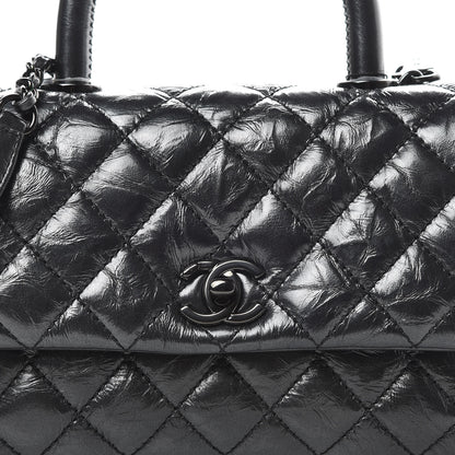 Chanel Aged Calfskin Quilted Mini Coco Handle Flap So Black 8 of 11