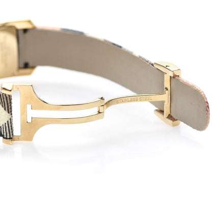 Burberry Stainless Steel Calfskin 25mm Heritage Nova Check Quartz Watch Gold BU9407 5 of 5