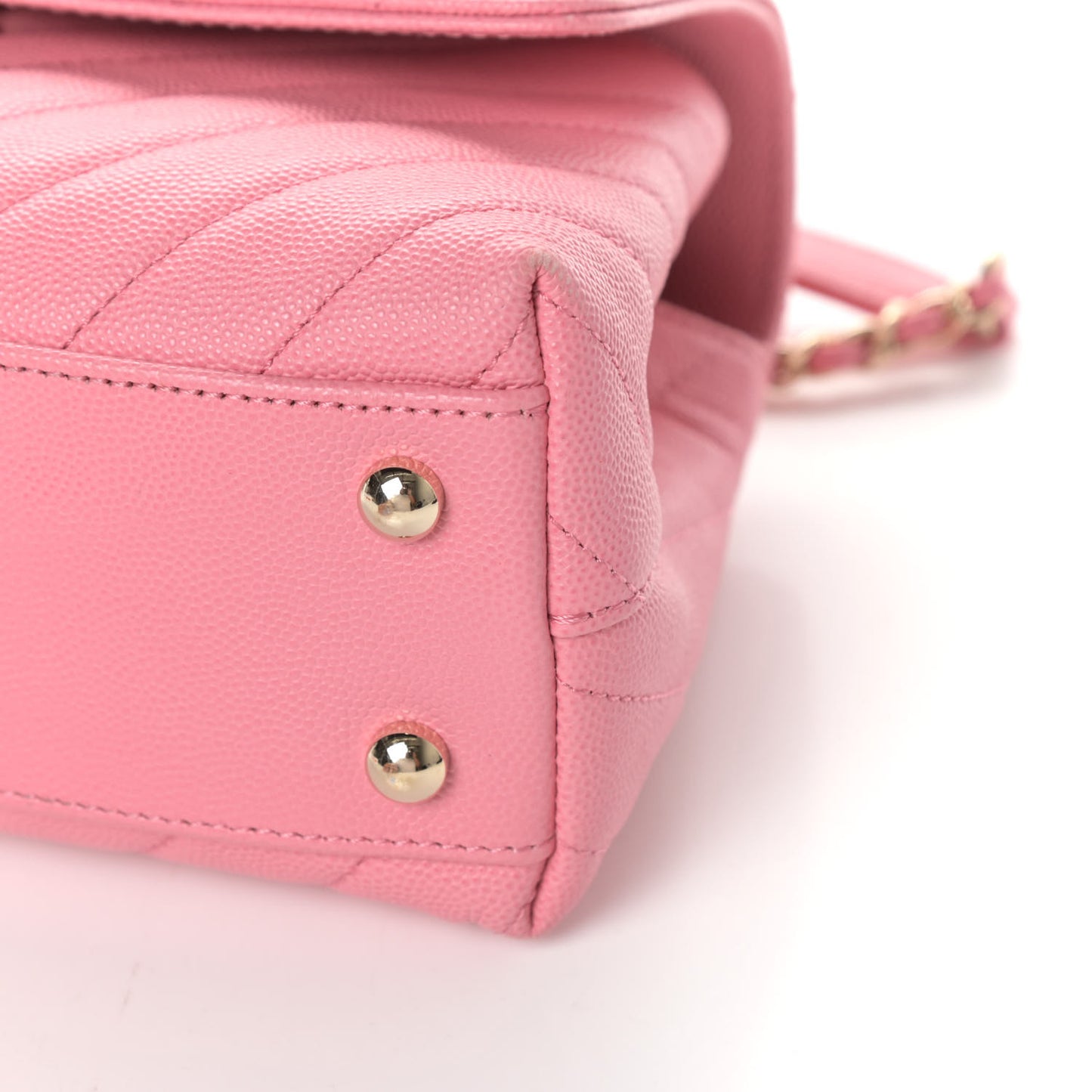 Caviar Chevron Quilted Mini Coco Handle Flap Pink