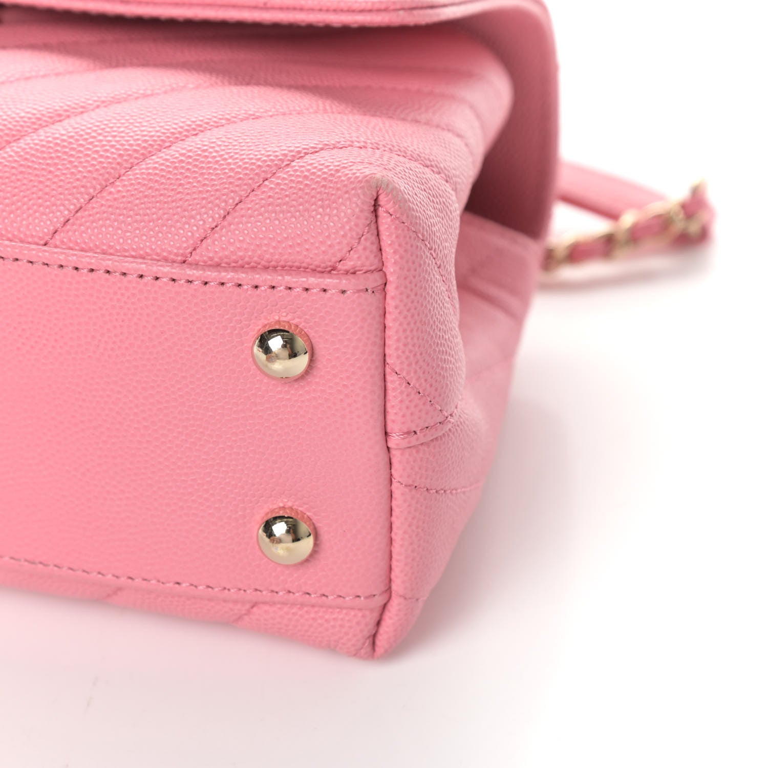 Chanel Caviar Chevron Quilted Mini Coco Handle Flap Pink 11 of 11