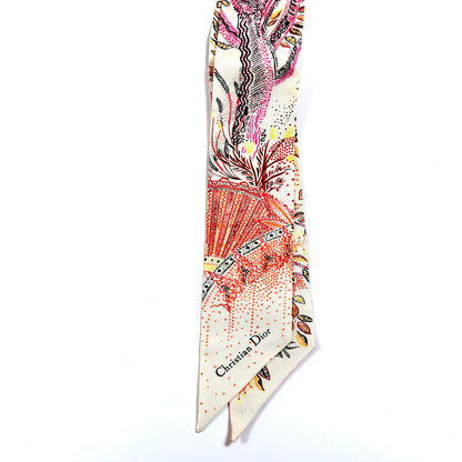 Christian Dior Silk Tree of Life Mitzah Scarf Beige 2 of 3
