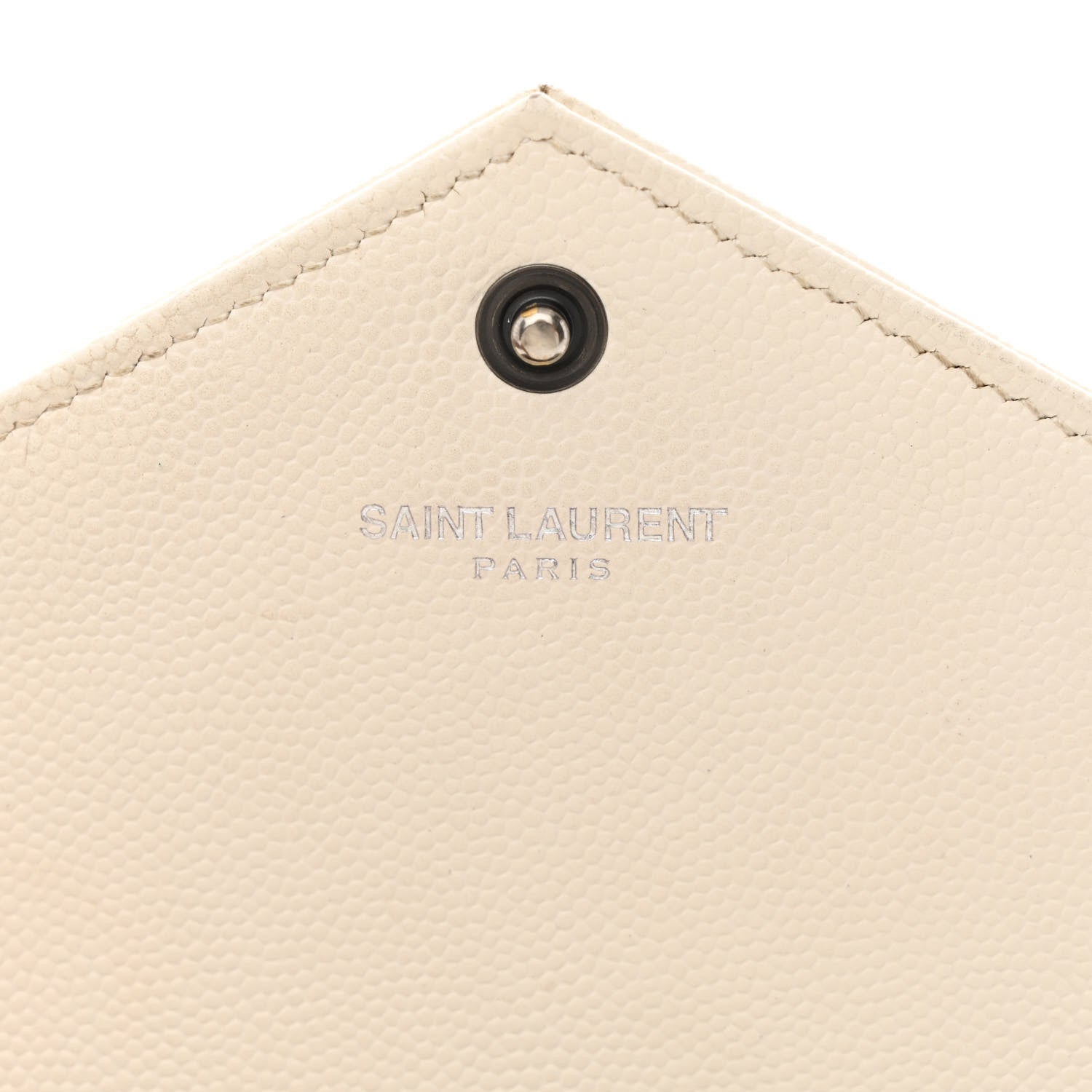 Saint Laurent Grain De Poudre Matelasse Chevron Monogram Envelope Chain Wallet Dove White 6 of 18