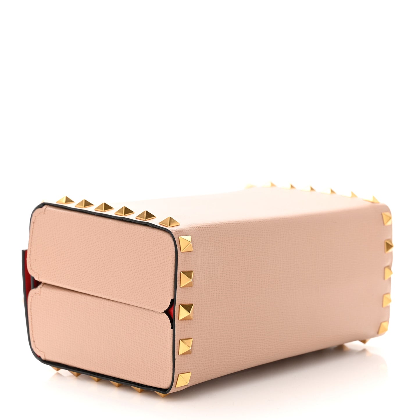 Grainy Calfskin Rockstud Alcove Box Top-Handle Bag Rose Cannelle
