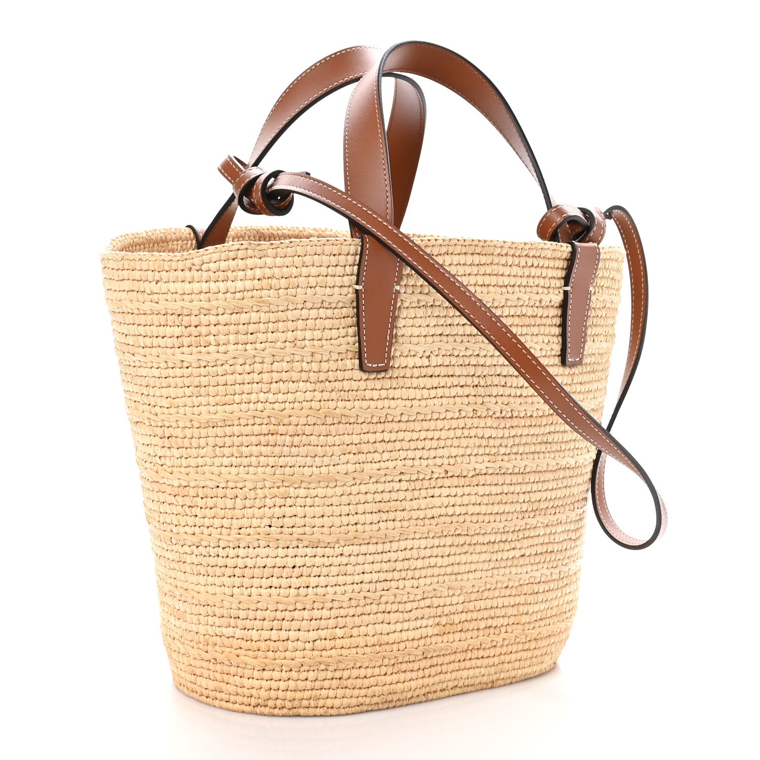 Celine Raffia Calfskin Triomphe Teen Panier Tan 4 of 10