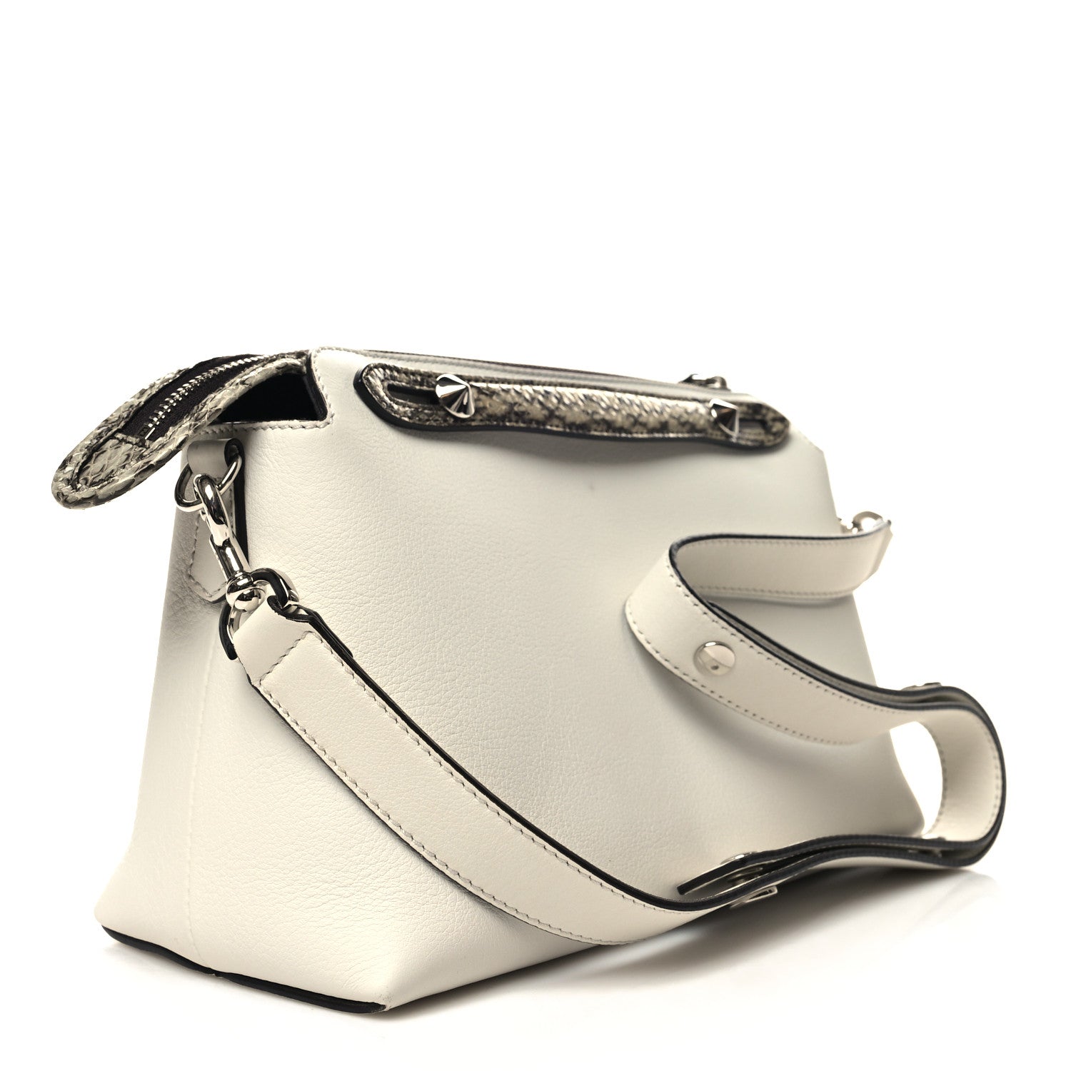 Fendi Vitello Dolce Elaphe Medium By The Way Boston Bag White Ice Multicolor 3 of 14