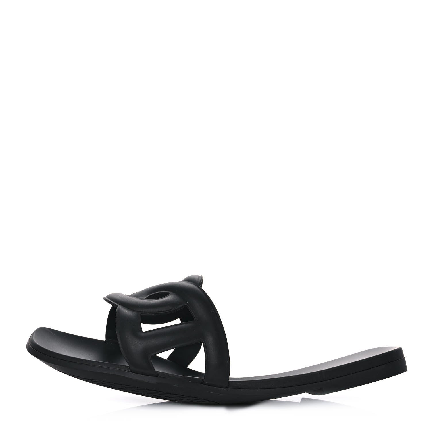 Hermes Rubber Aloha Sandals 38 Black 1 of 9