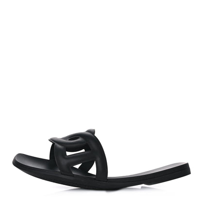 Hermes Rubber Aloha Sandals 38 Black 1 of 9