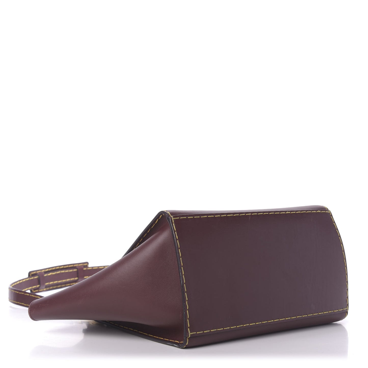 Smooth Calfskin Yellow Stitching Medium Trapeze Burgundy