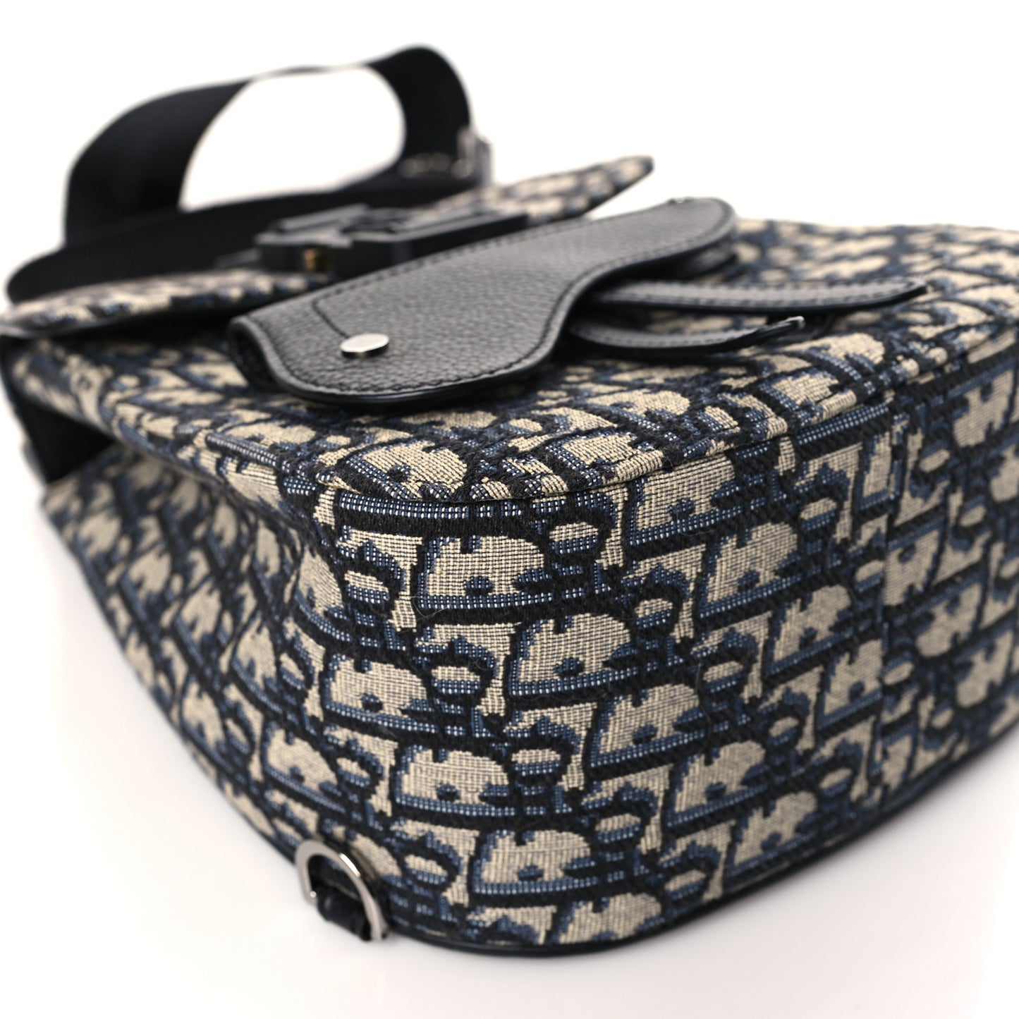 Grained Calfskin Oblique Mini Gallop Sling Bag Blue Black