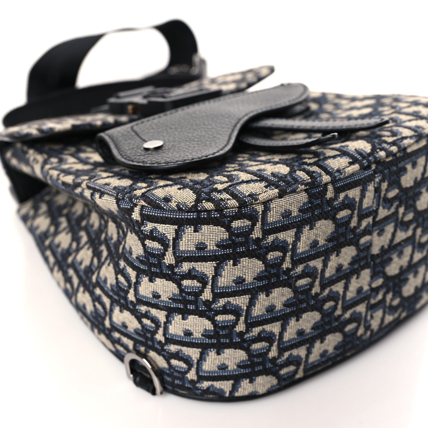 Christian Dior Grained Calfskin Oblique Mini Gallop Sling Bag Blue Black 8 of 9
