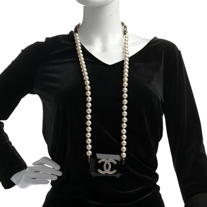 Chanel Resin Crystal Pearl Airpods Pro Holder Necklace Black Pearly White 2 of 7