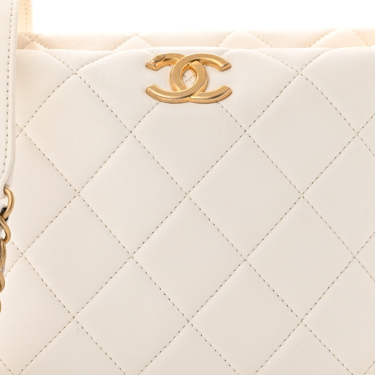Chanel Lambskin Quilted CC Crystal Signature Chain Hobo White 8 of 12