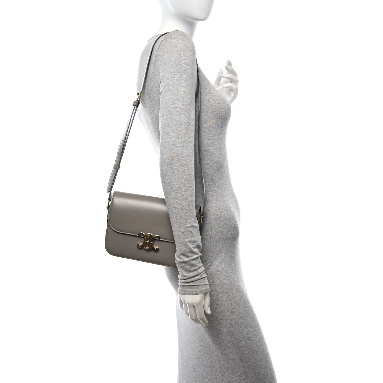 Celine Shiny Calfskin Medium Triomphe Pebble 2 of 17