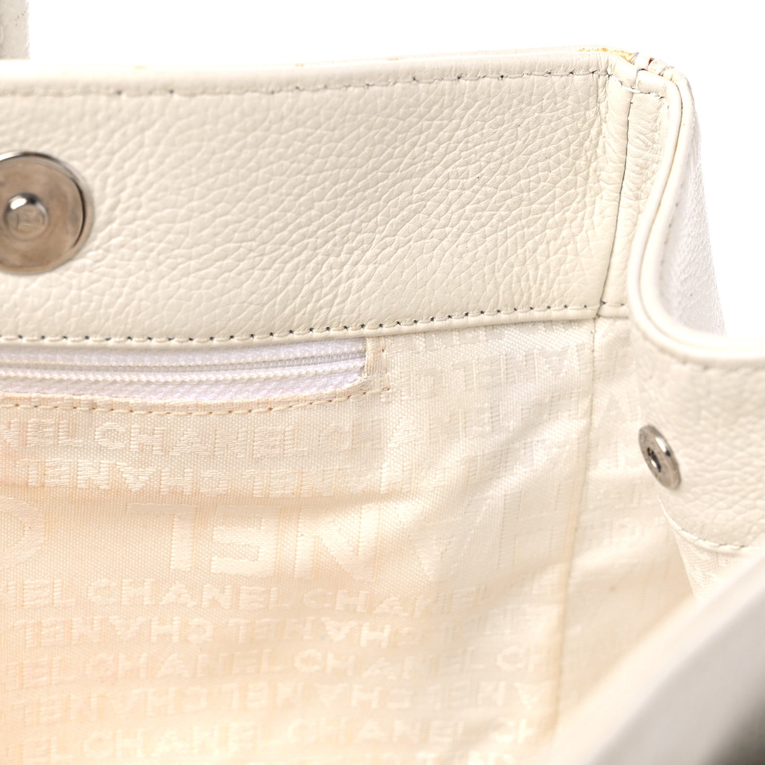 Chanel Calfskin Mademoiselle Lock Cerf Executive Shopper Tote White 13 of 22