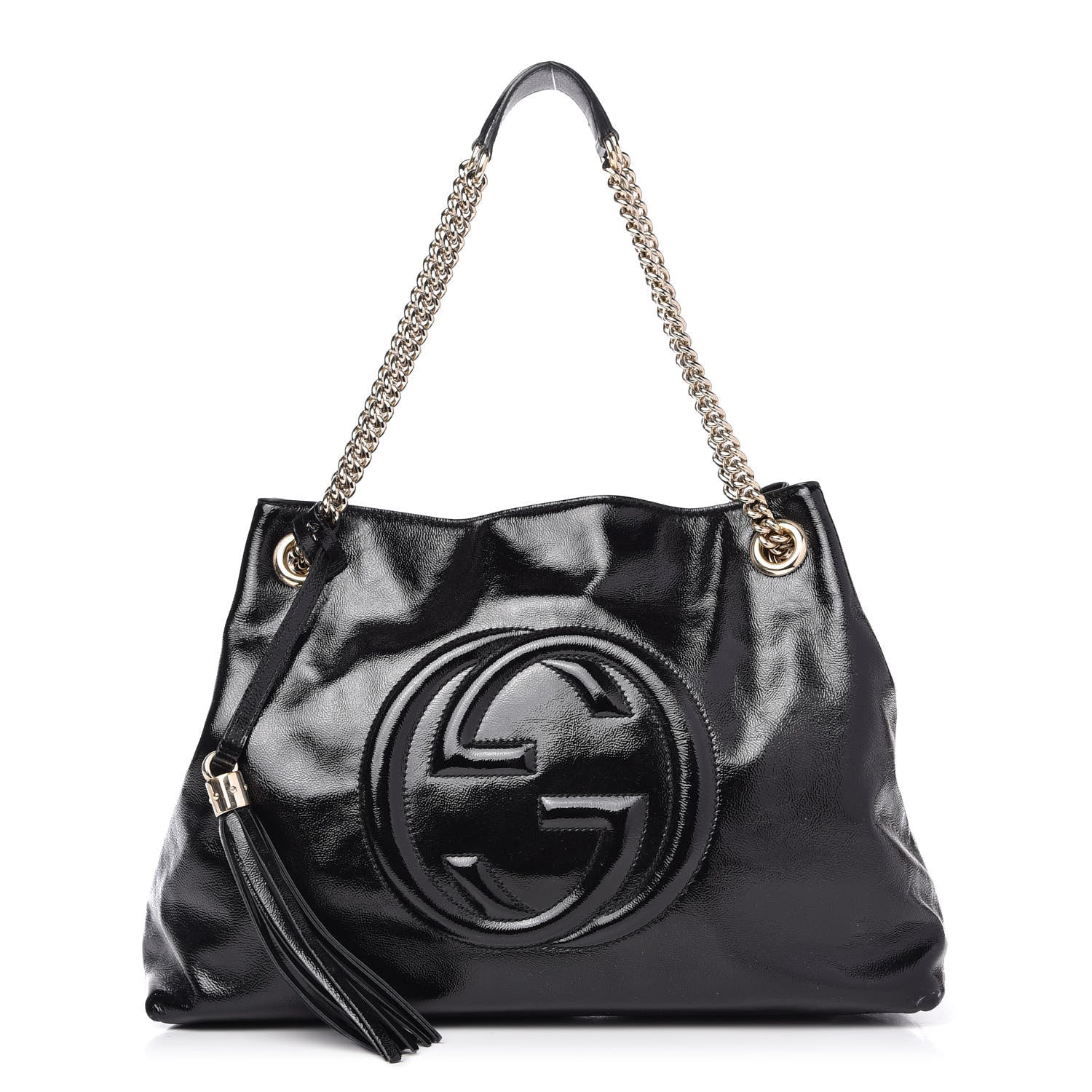 Gucci Patent Medium Soho Chain Shoulder Bag Black 1 of 10