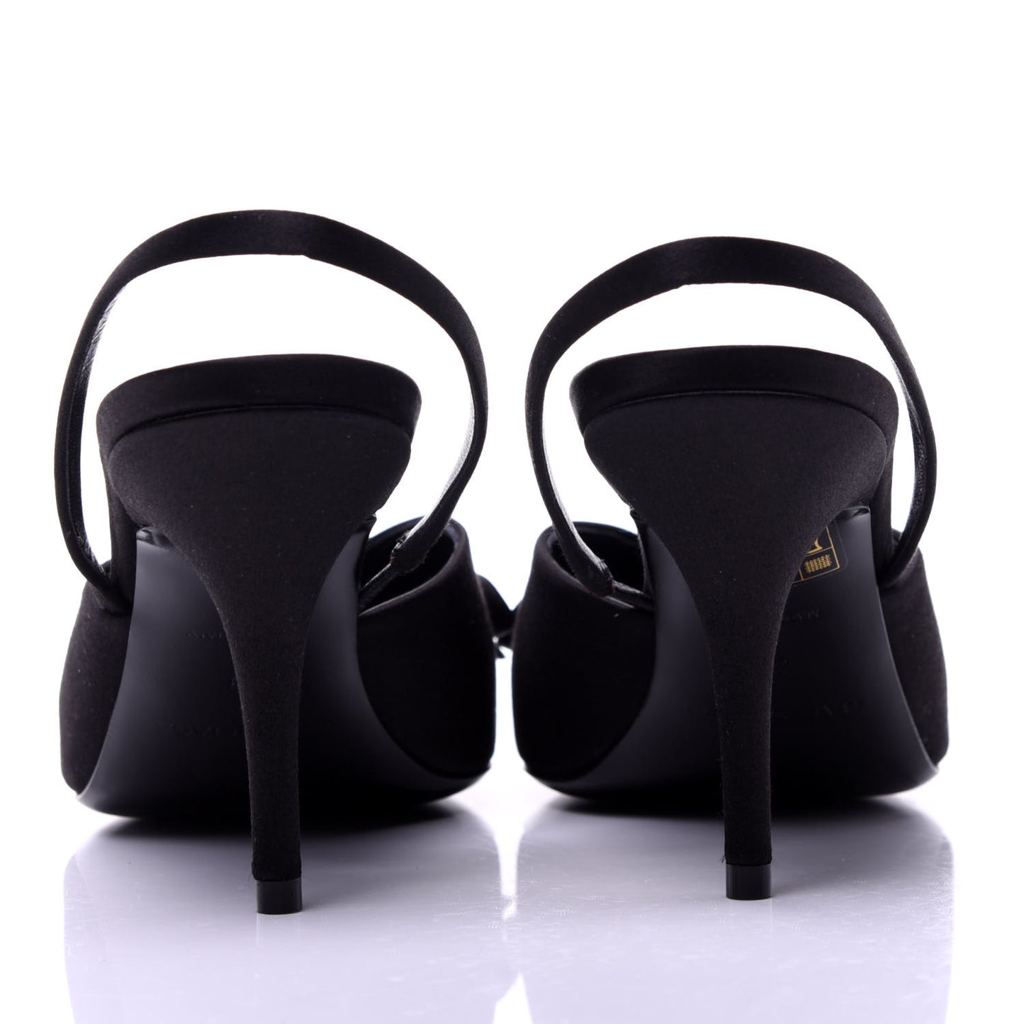 Satin Pointed Toe Knife Slingback Mules 39 Black