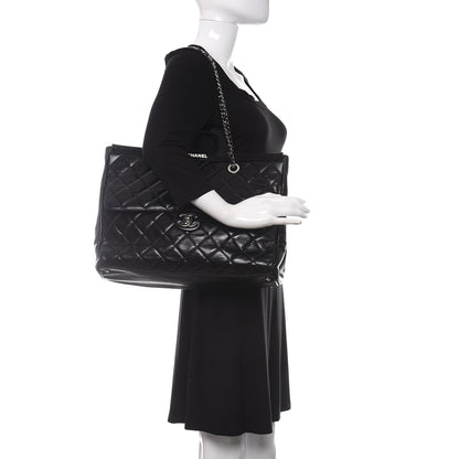 Chanel Glazed Calfskin Quilted Large CC Delivery Tote Black 2 of 16