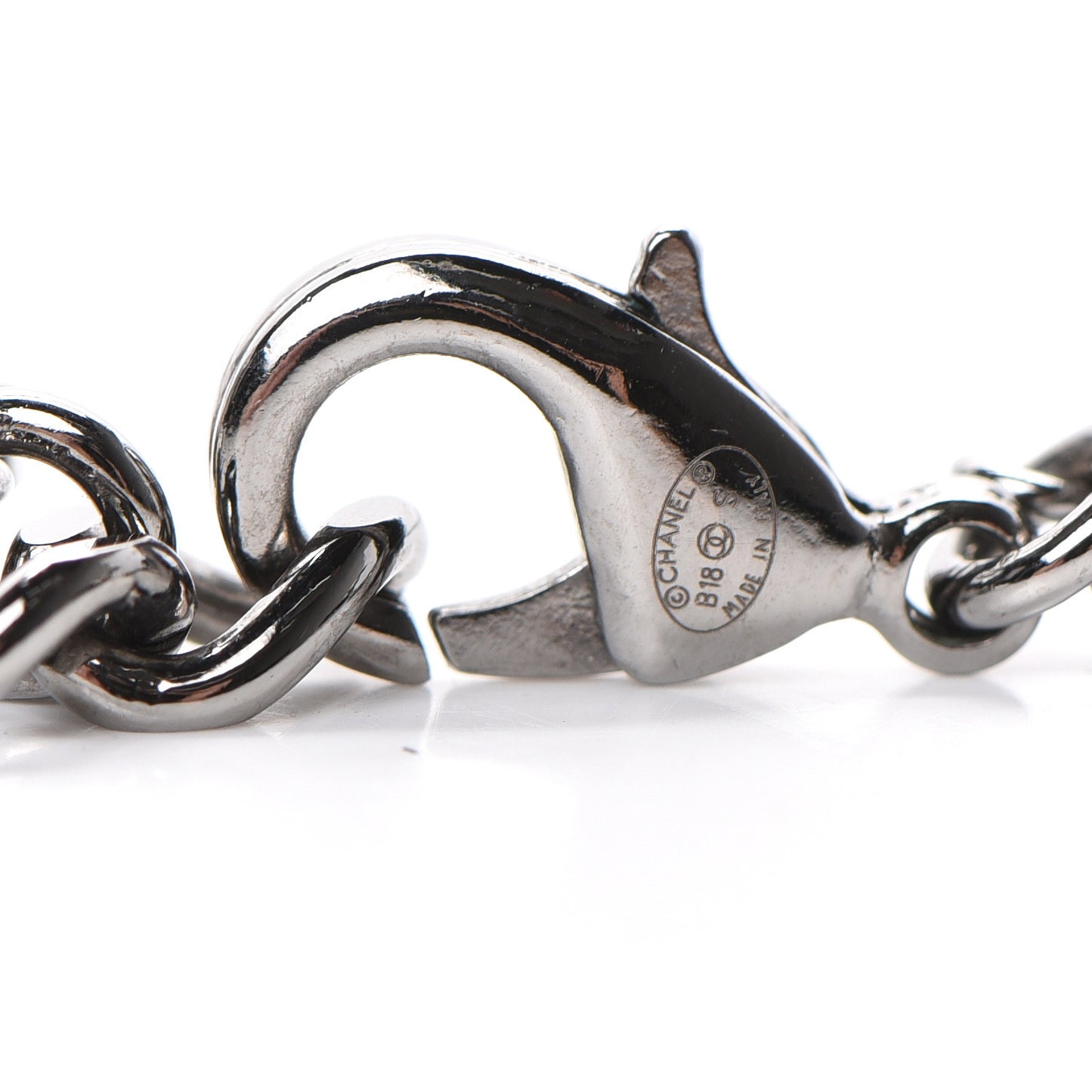 Crystal Chain Short Logo Necklace Black