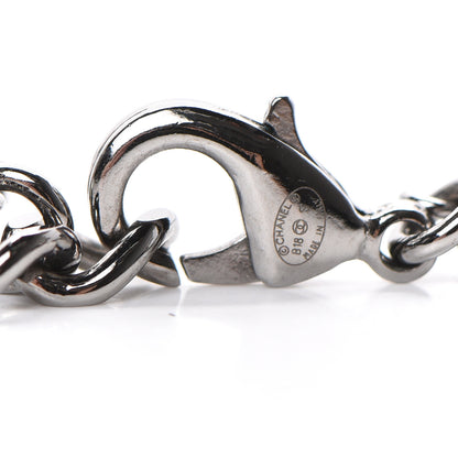 Chanel Crystal Chain Short Logo Necklace Black 4 of 4