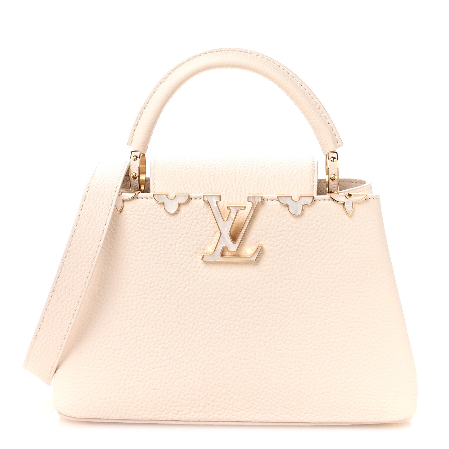 Louis Vuitton Taurillon Mother of Pearl Flowers Capucines BB Creme Nacre 1 of 10