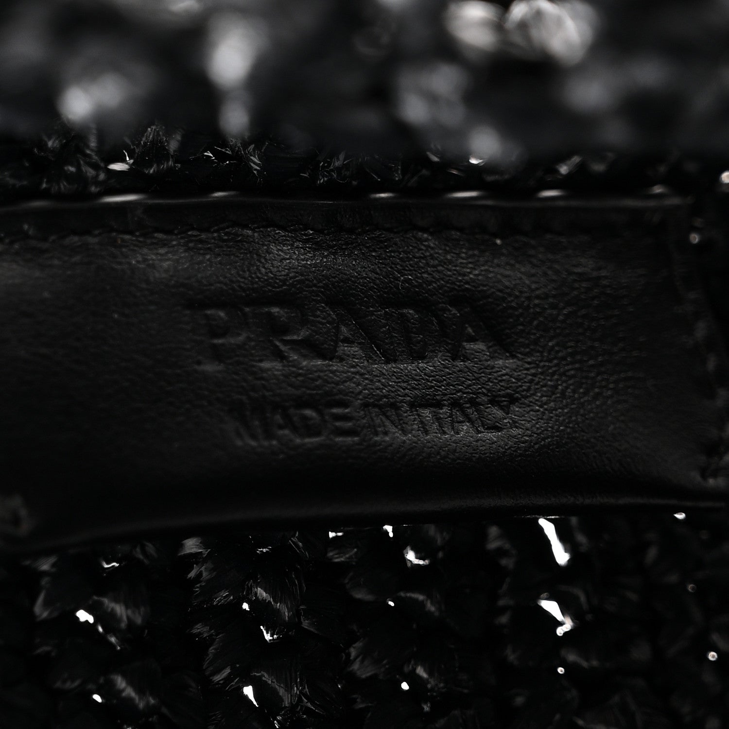 Prada Yarn Raffia Effect Crochet Logo Embroidered Small Tote Bag Black 6 of 9
