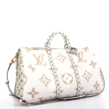 Louis Vuitton Monogram Giant Keepall Bandouliere 50 Kaki Beige 2 of 8