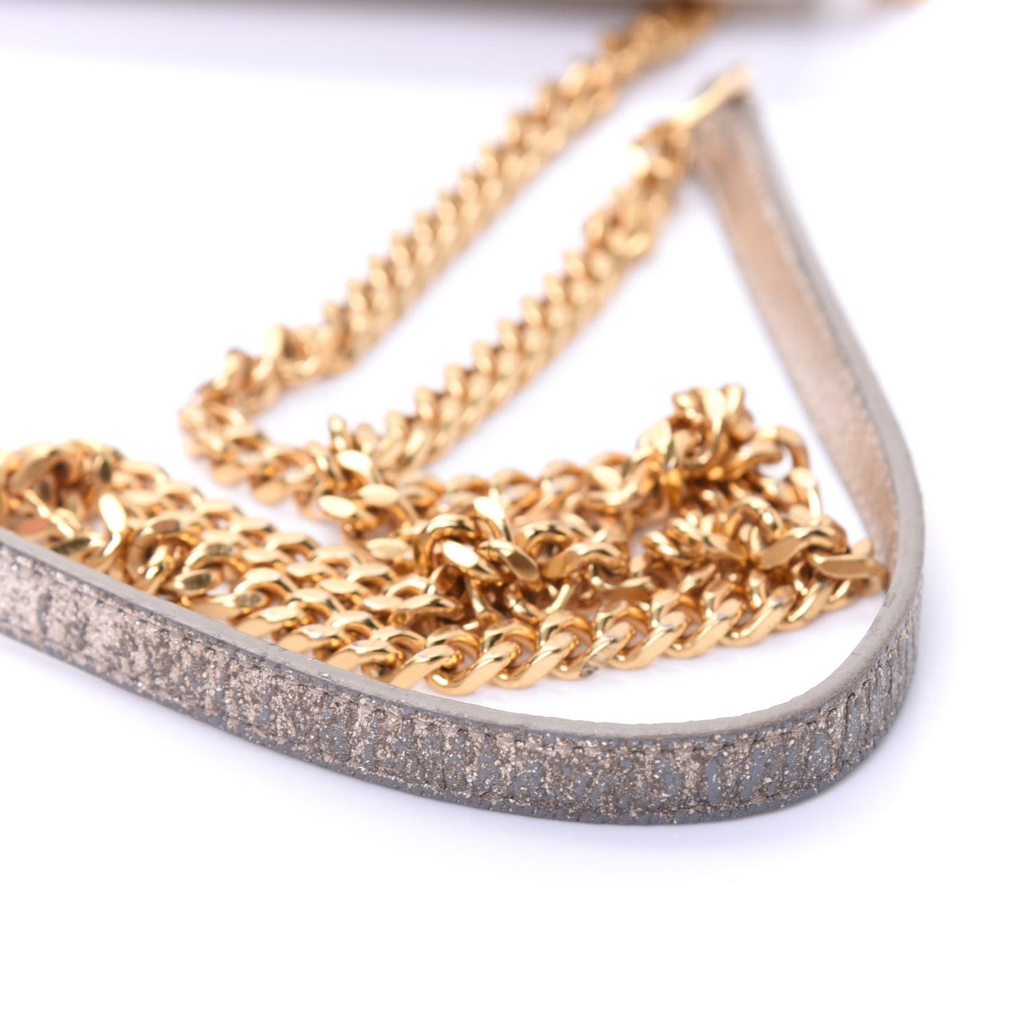 Metallic Calfskin Kate Monogram Tassel Chain Wallet Gold