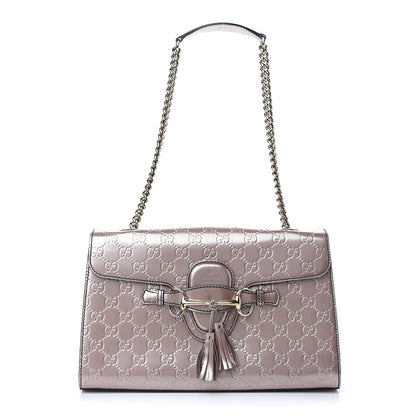 Gucci Shine Guccissima Medium Emily Chain Shoulder Bag Dark Cipria 1 of 8