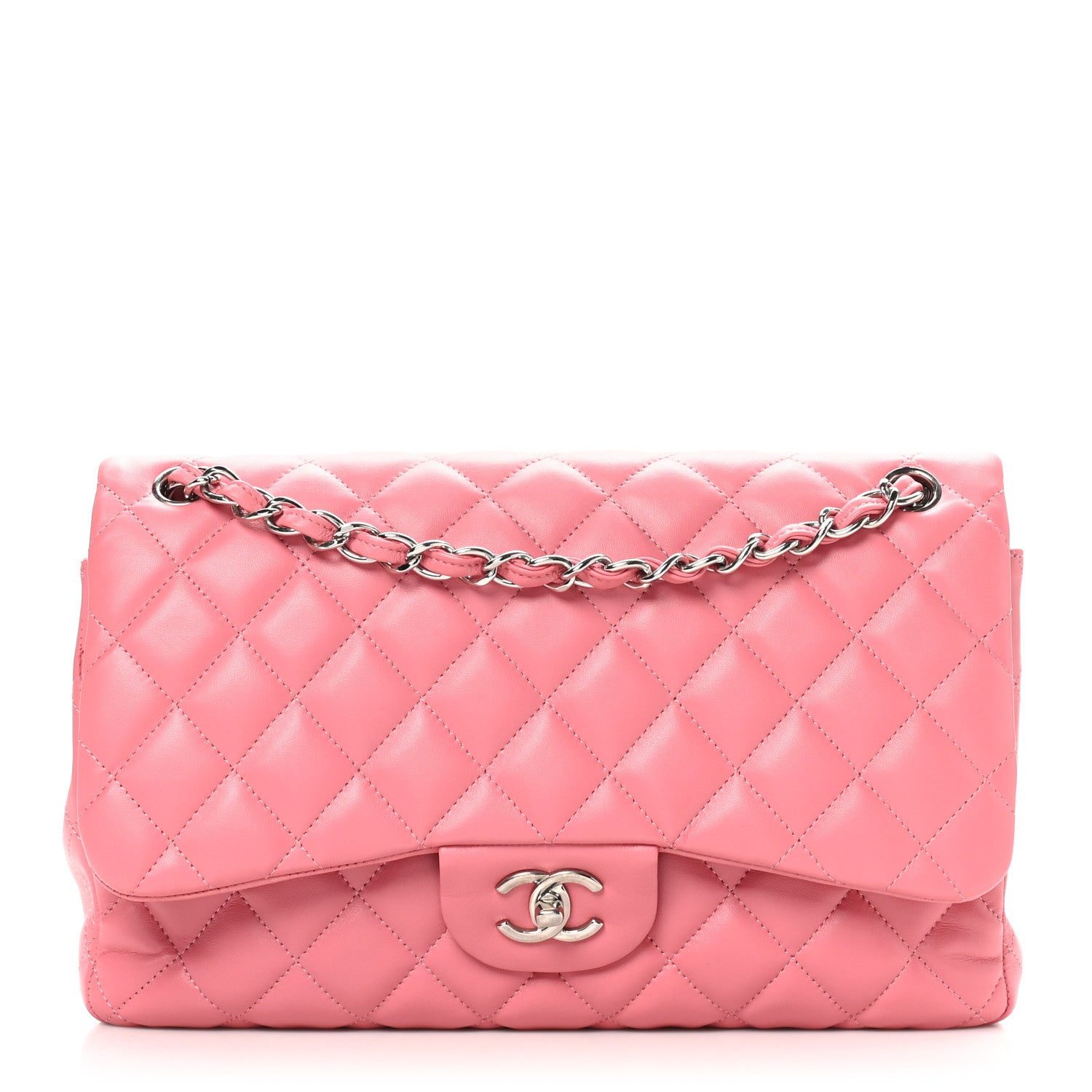Chanel Lambskin Quilted Jumbo Double Flap Pink 1 of 10