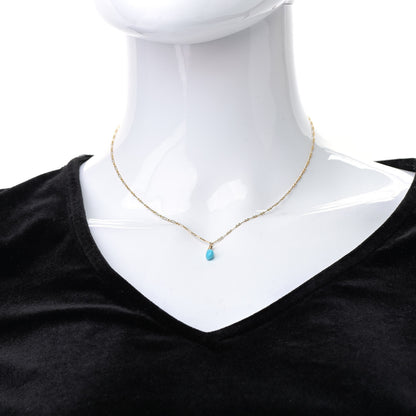 Christian Dior 18K Yellow Gold Diamond Turquoise Drop Pendant Necklace 2 of 4