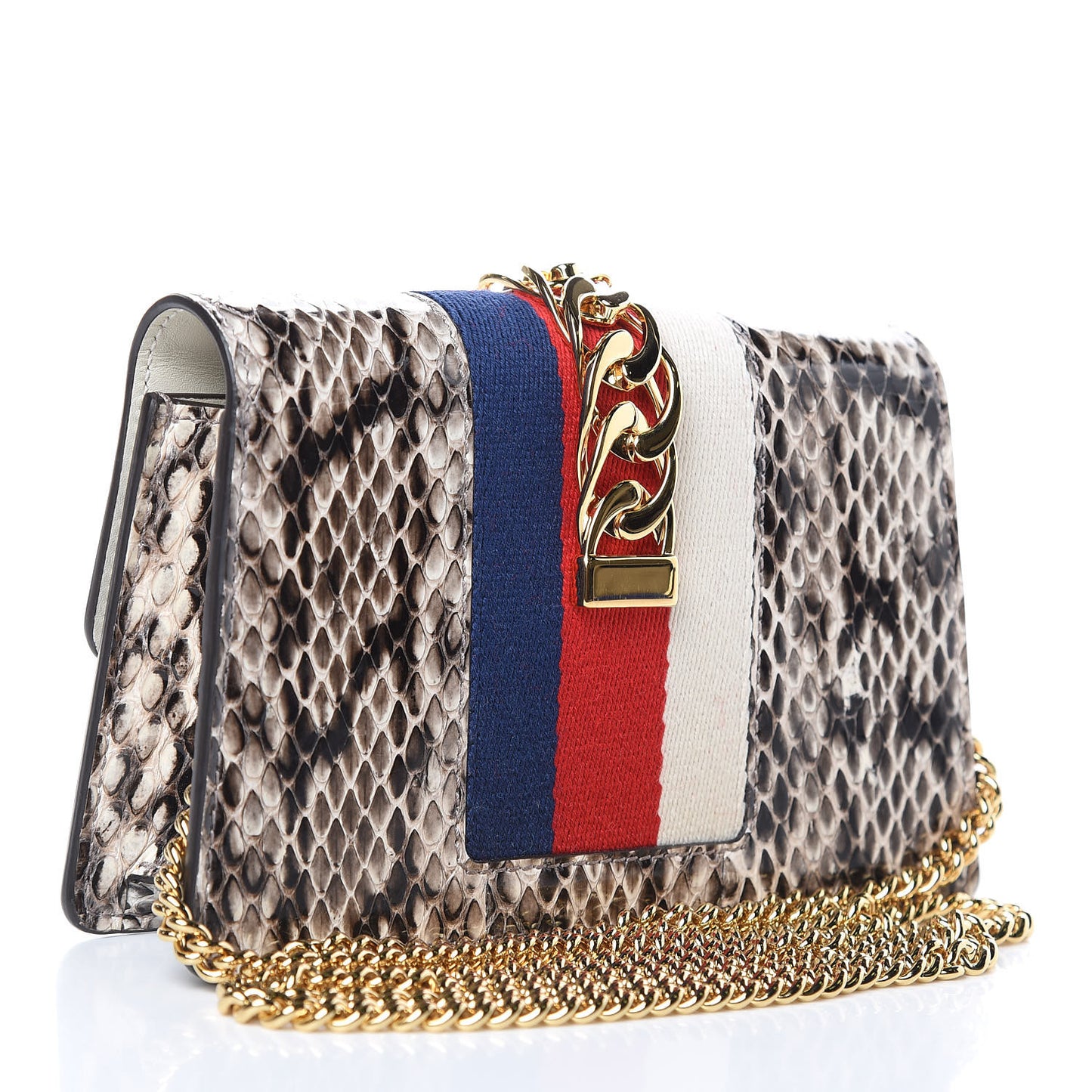 Snakeskin Floral Embroidered Super Mini Sylvie Chain Shoulder Bag