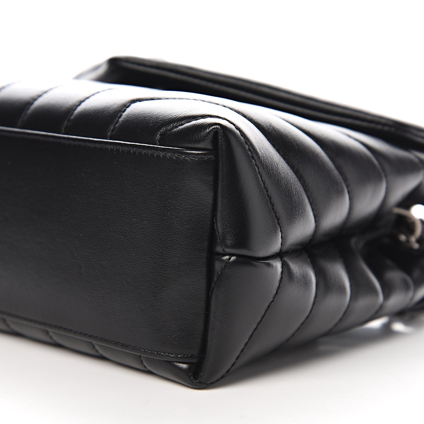 Calfskin Y Quilted Monogram Small Loulou Chain Satchel Black