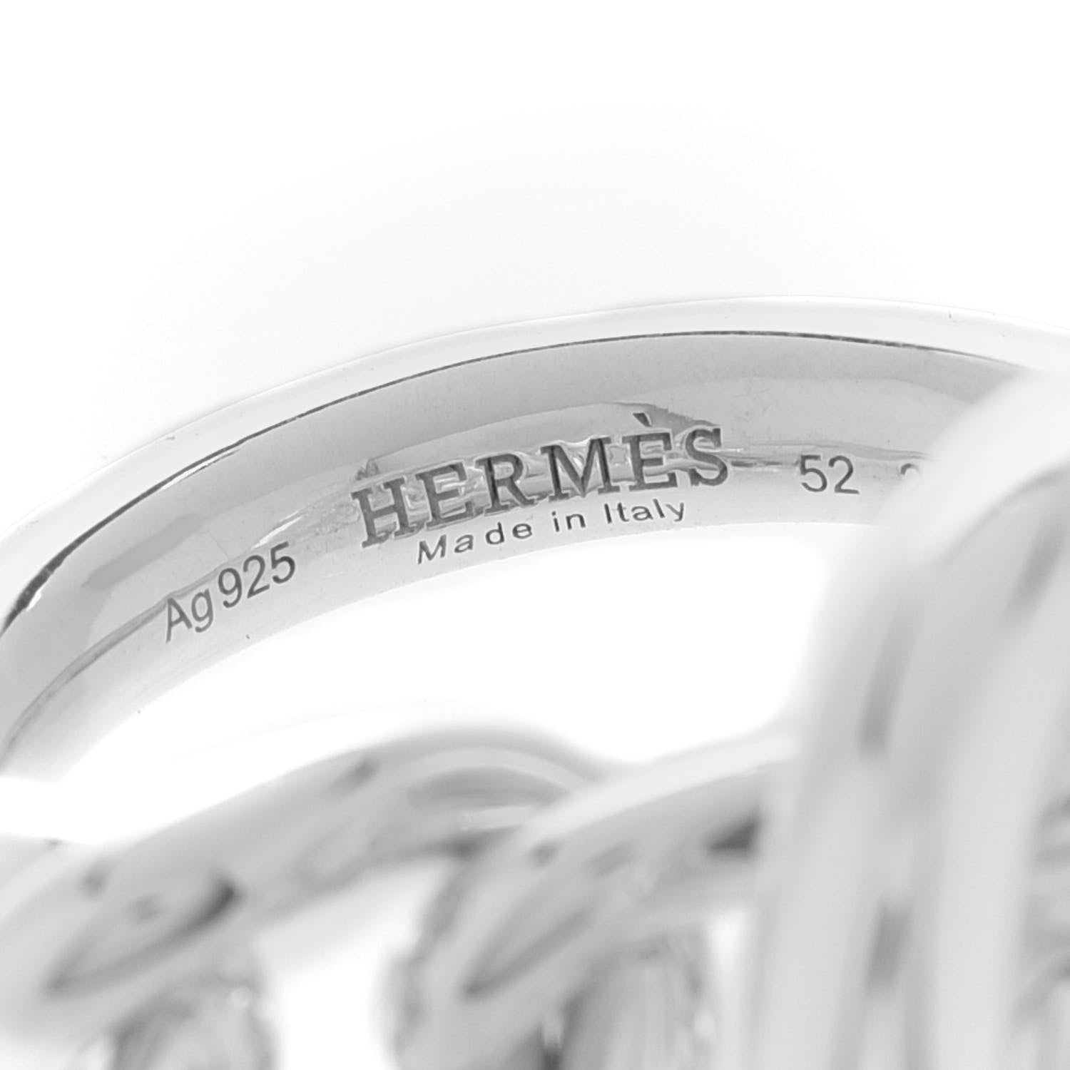 Hermes Sterling Silver GM Croisette Ring 52 6 5 of 7