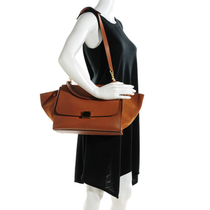 Celine Natural Calfskin Suede Medium Trapeze Tan 3 of 10