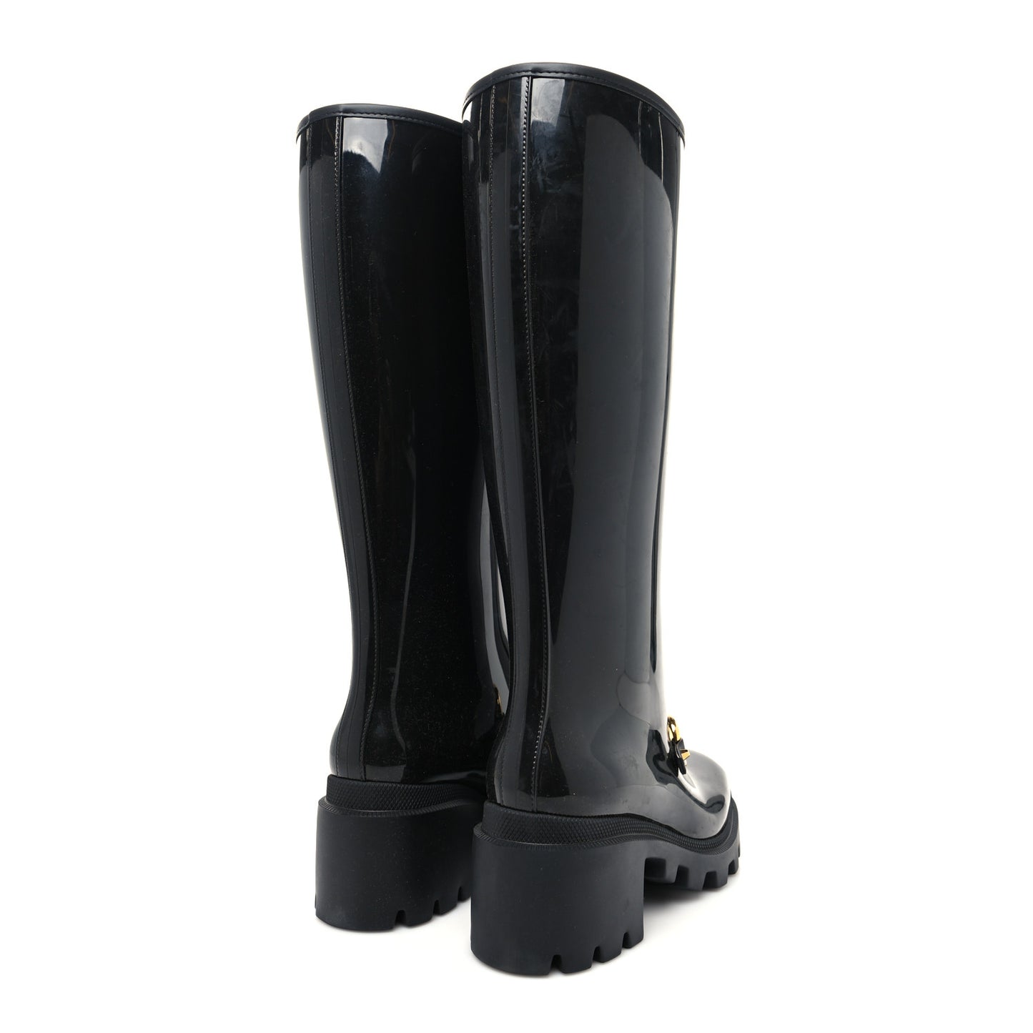 Rubber Horsebit Knee High Boots 36 Black