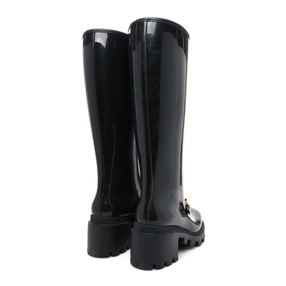 Gucci Rubber Horsebit Knee High Boots 36 Black 4 of 7