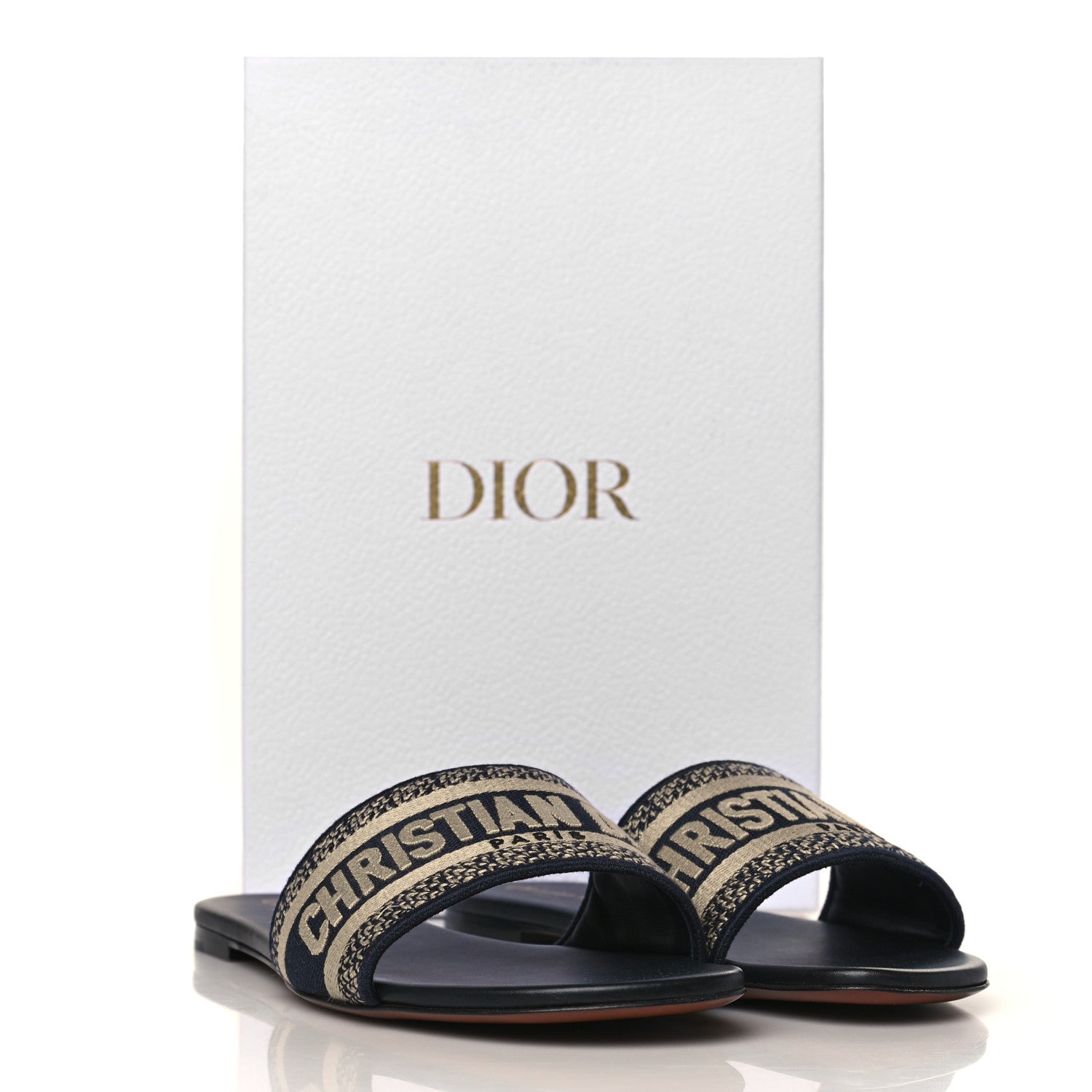 Christian Dior Canvas Embroidered Dway Mules Slide Sandals 41 Deep Blue 9 of 9