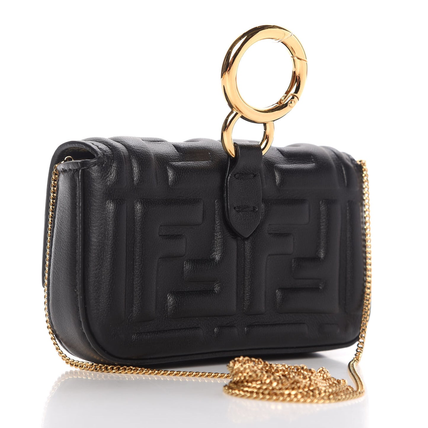 Nappa Matisse FF Embossed Nano Baguette Charm Black